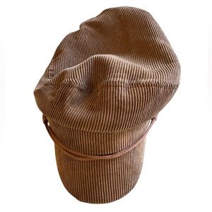 Brown Tan Camel Baker Boy Corduroy Retro Nine West OS Hat MINTY